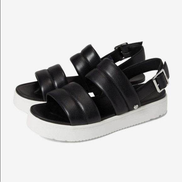 UGG Zayne Slingback Platform Sandal Black Leather - Picture 1 of 16